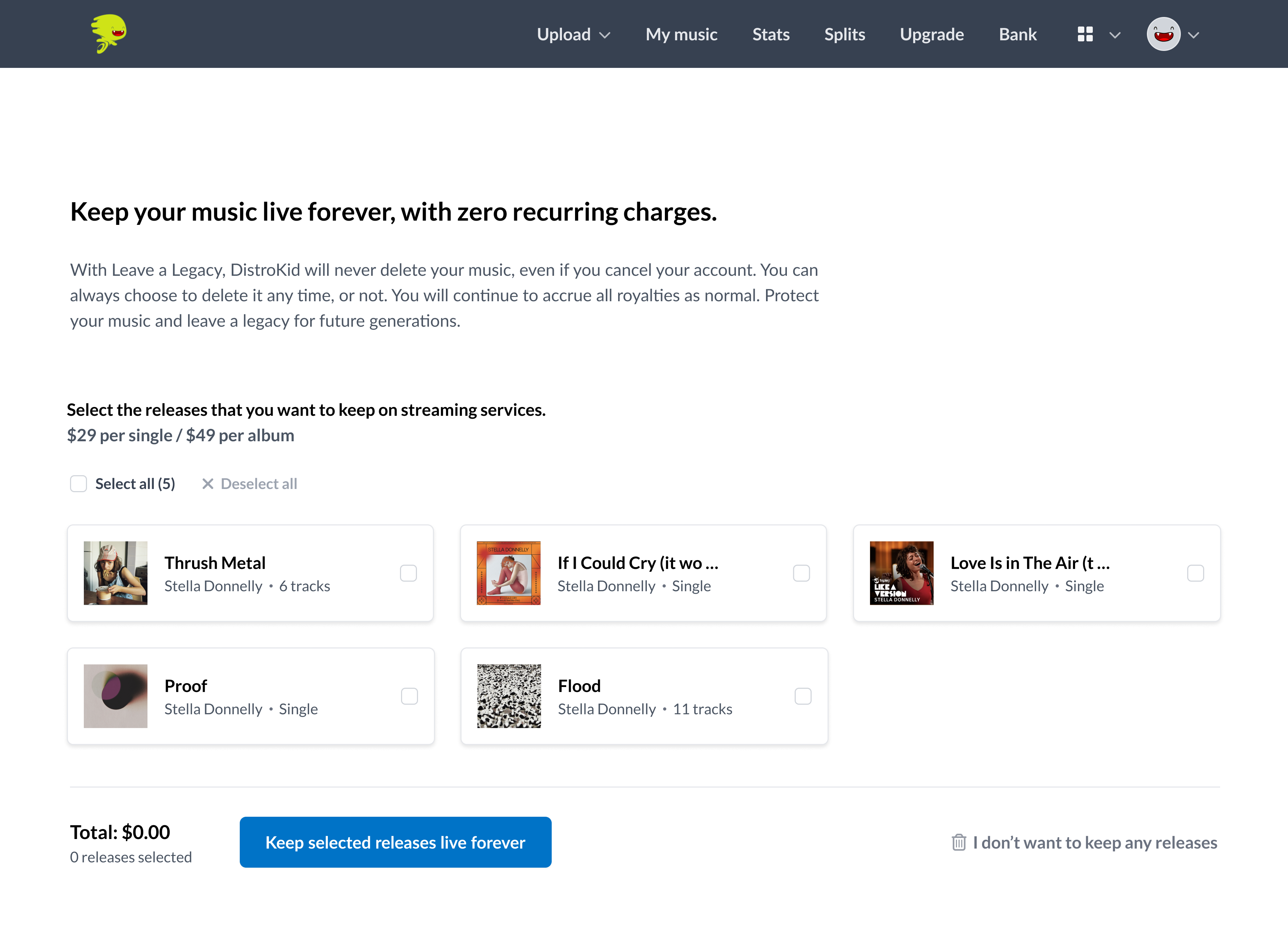 Leave a Legacy product hero screen
